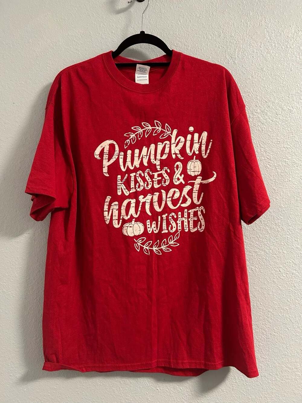Pumpkin Kisses & Harvest Wishes T-Shirt Red Graphic Tee